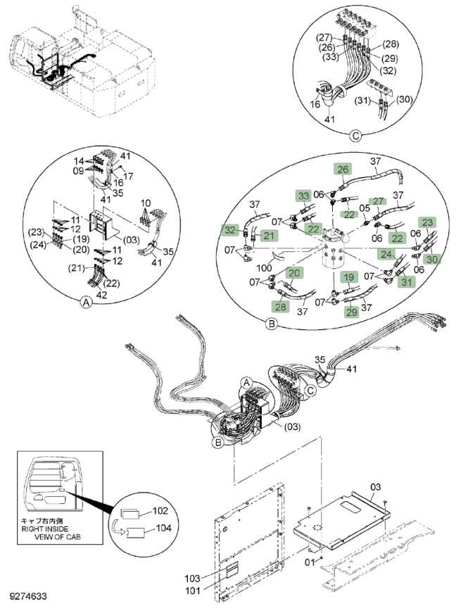 Hitachi ZX650LC-3 installation diagram showing hydraulic hose 4665968 at Pipe No. 30