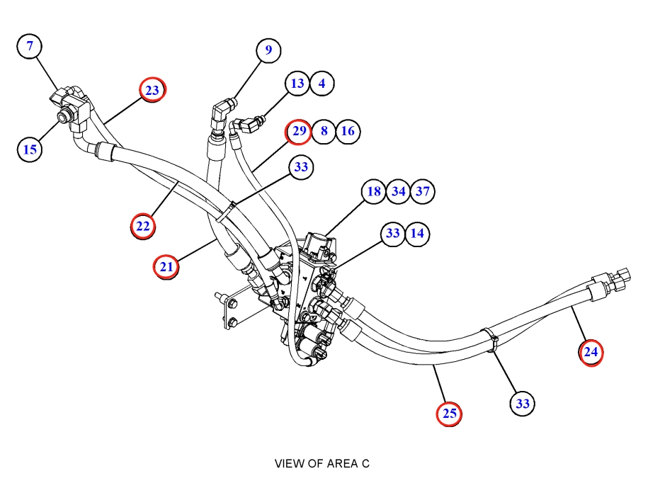 Caterpillar CAT®315 GC installation diagram showing hydraulic hose 576-5159 at Pipe No. 24