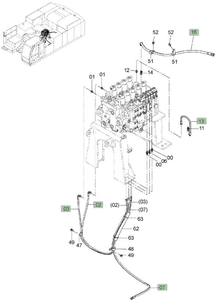 Hitachi ZX850LC-3 installation diagram showing hydraulic hose 4620080 at Pipe No. 13