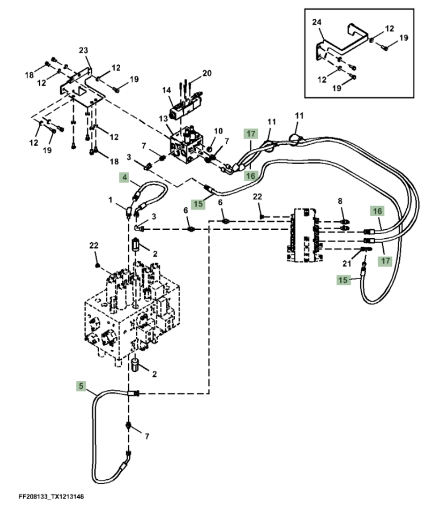 Hitachi ZX370FLC-FE-6N installation diagram showing hydraulic hose 4453063 at Pipe No. 4