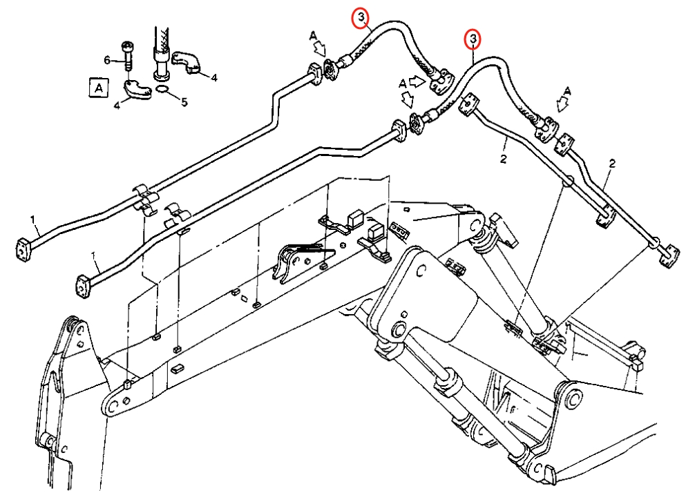Caterpillar CAT®211B installation diagram showing hydraulic hose 8U-6472 at Pipe No. 3