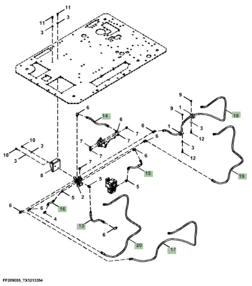 Hitachi ZX210F-FE-6N installation diagram showing hydraulic hose 4707585 at Pipe No. 18