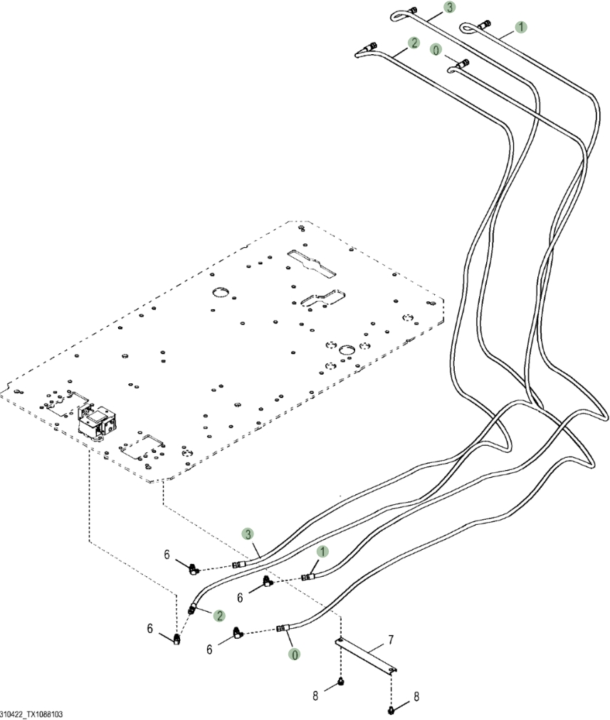 Hitachi ZX470LC-5B installation diagram showing hydraulic hose 4709481 at Pipe No. 3
