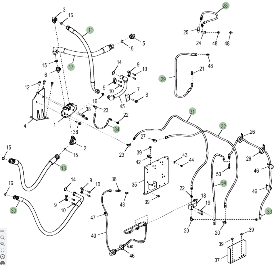 Hitachi ZX290LC-5N installation diagram showing hydraulic hose 4449378 at Pipe No. 31