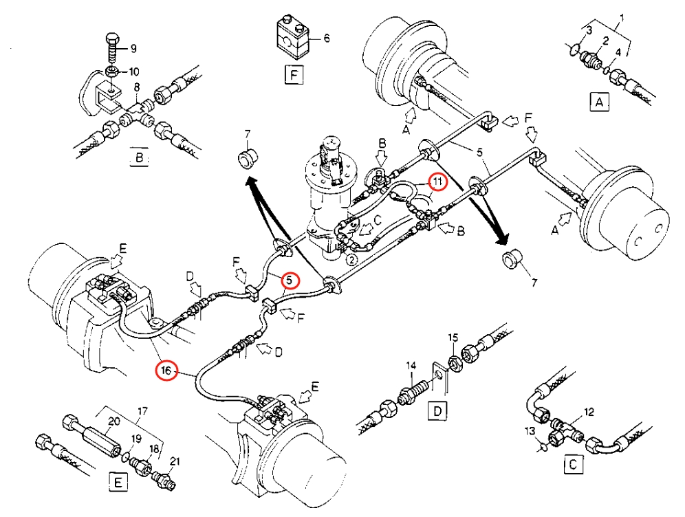 Caterpillar CAT®214B installation diagram showing hydraulic hose 8U-1661 at Pipe No. 16