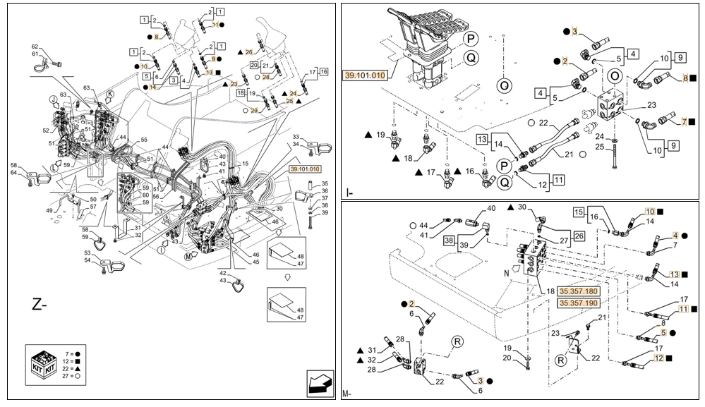 Case CX145D SR W/B installation diagram showing hydraulic hose KHJ2272 at Pipe No. Z13-I2