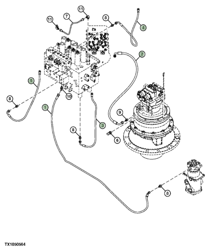 Hitachi ZX210F-3 installation diagram showing hydraulic hose 4648912 at Pipe No. 4