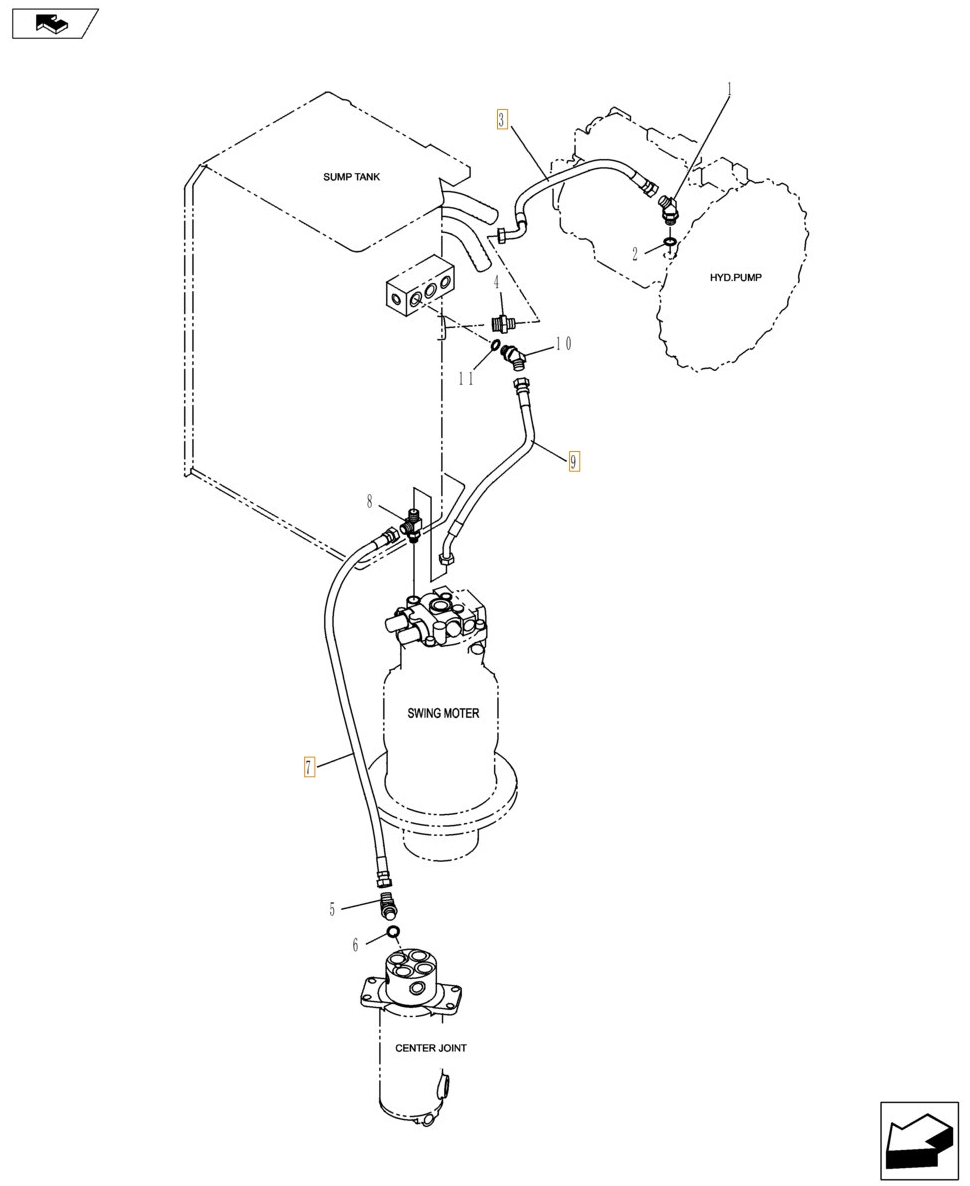 Case CX160C installation diagram showing hydraulic hose 163805A1 at Pipe No. 7