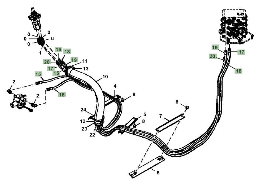 Hitachi ZX180LC-6N installation diagram showing hydraulic hose 4707585 at Pipe No. 16