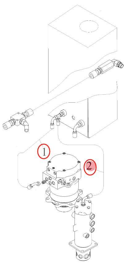 Sunward SWE60F-1 installation diagram showing hydraulic hose 73050200C651 at Pipe No. 2