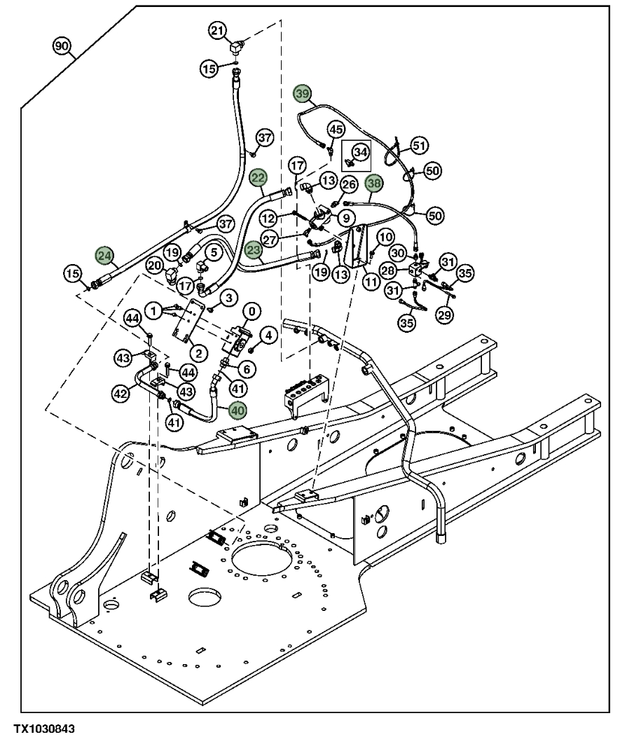 Hitachi ZX200LC-3 installation diagram showing hydraulic hose 4274569 at Pipe No. 40