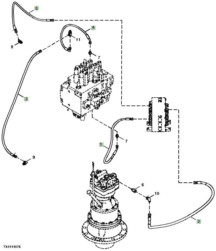 Hitachi ZX130-6N installation diagram showing hydraulic hose 9323069 at Pipe No. 2