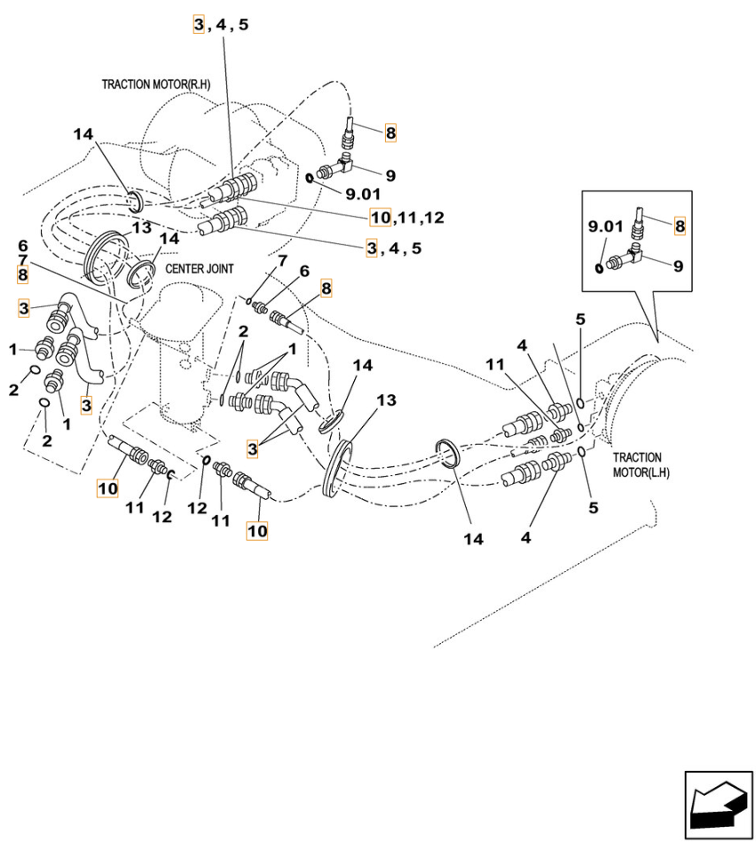Case CX250C LC installation diagram showing hydraulic hose 151919A1 at Pipe No. 10