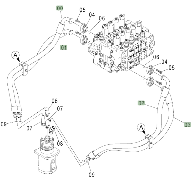 Hitachi ZX450LC installation diagram showing hydraulic hose 4316573 at Pipe No. 1