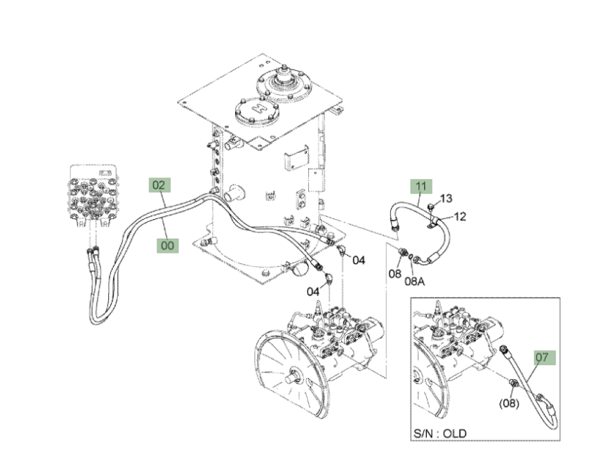 Hitachi ZX120-3 installation diagram showing hydraulic hose 9275194 at Pipe No. 7
