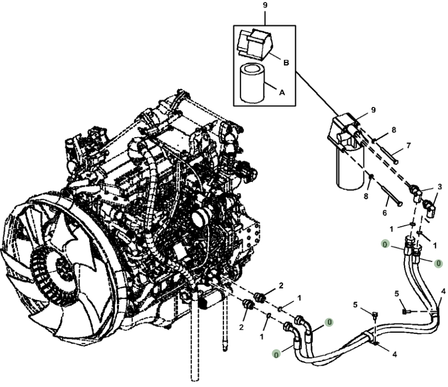 Hitachi ZX245USLC-6N installation diagram showing hydraulic hose 4679222 at Pipe No. 0