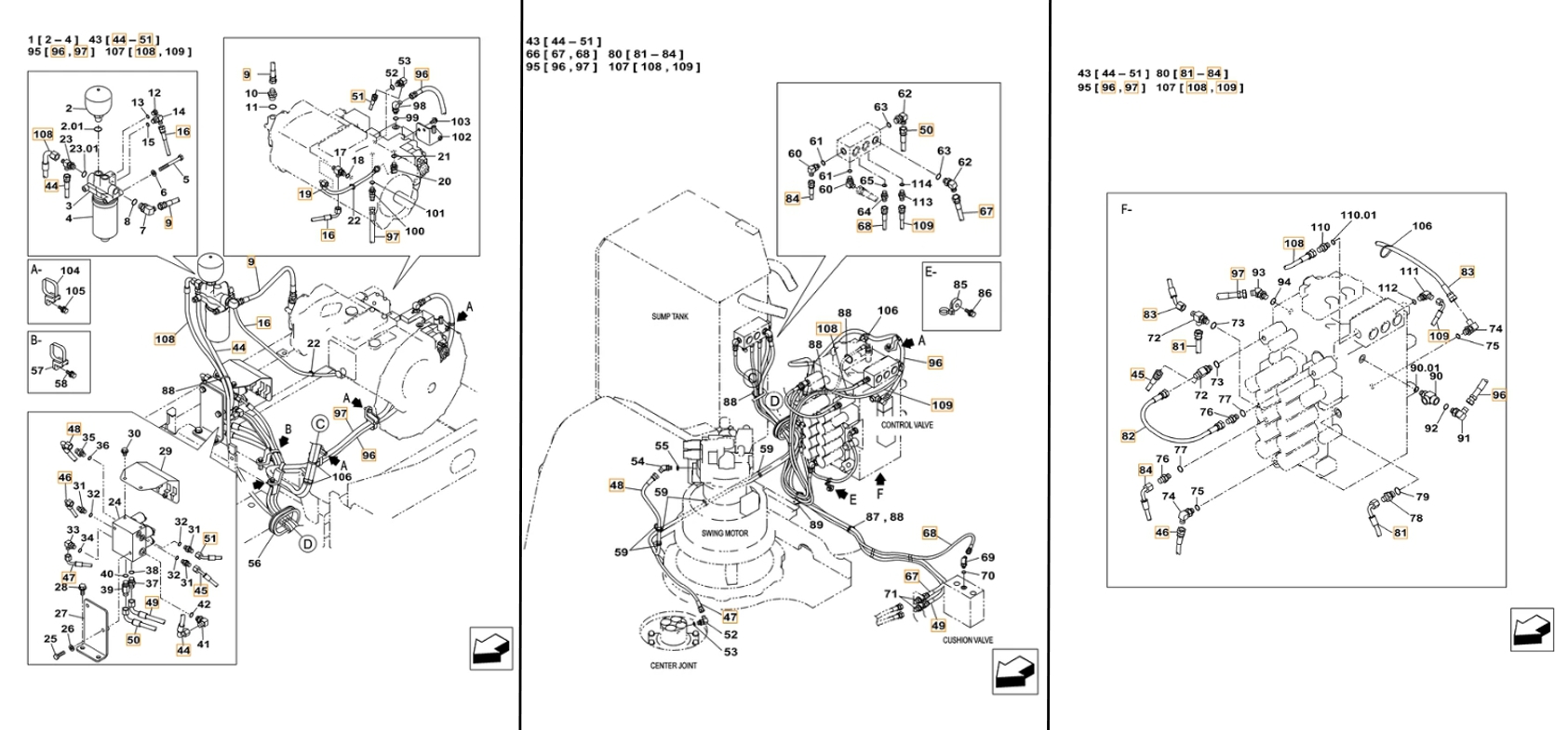 Case CX220C installation diagram showing hydraulic hose KHJ2163 at Pipe No. 81