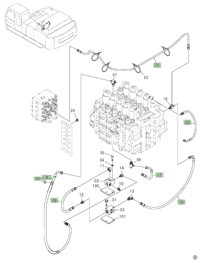 Hitachi ZX450LC installation diagram showing hydraulic hose 4436267 at Pipe No. 18
