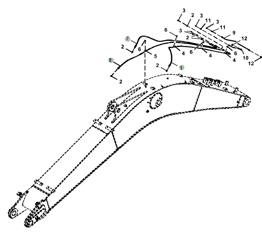 Hitachi ZX300LC-6N installation diagram showing hydraulic hose 4483563 at Pipe No. 1