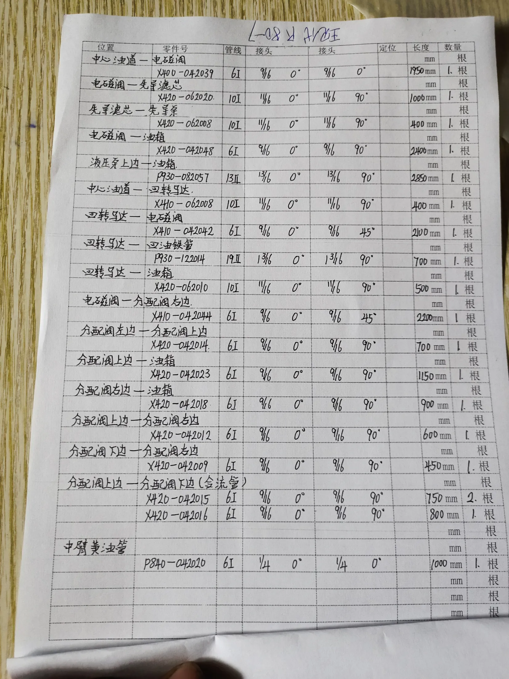 Hyundai R80-7 installation diagram for hydraulic hose X400-042039