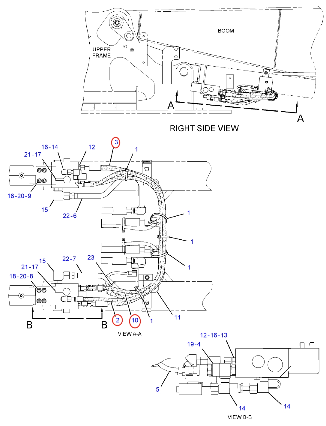 Caterpillar CAT®314D LCR installation diagram showing hydraulic hose 196-3369 at Pipe No. 3