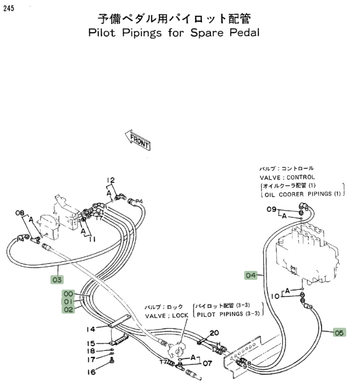 Hitachi EX300LC installation diagram showing hydraulic hose 4218405 at Pipe No. 4