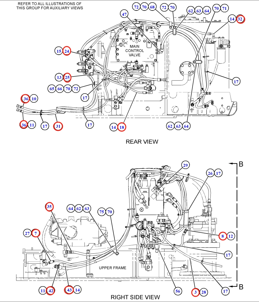 Caterpillar CAT®316F L installation diagram showing hydraulic hose 4I-6248 at Pipe No. 8