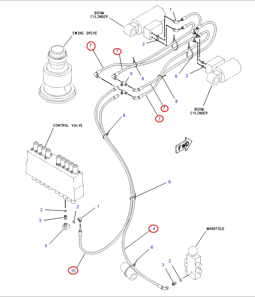 Caterpillar CAT®317-A installation diagram showing hydraulic hose 103-1434 at Pipe No. 10