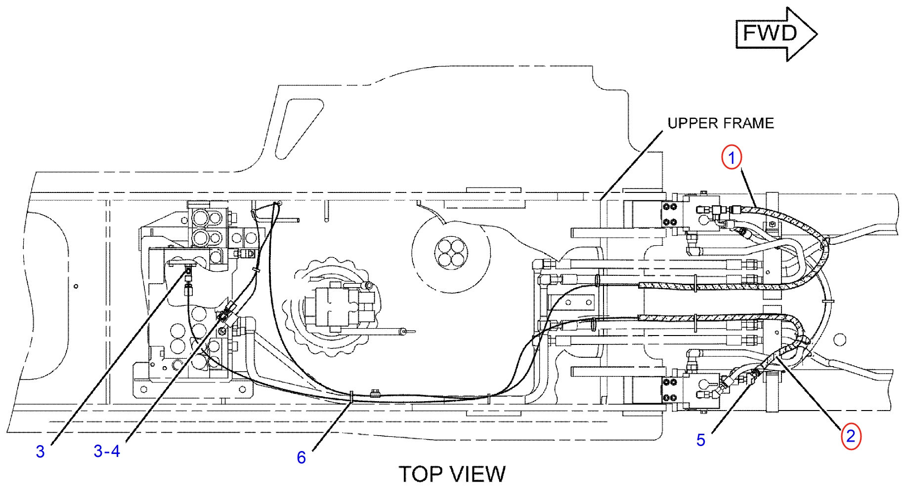Caterpillar CAT®315C installation diagram showing hydraulic hose 202-3769 at Pipe No. 1