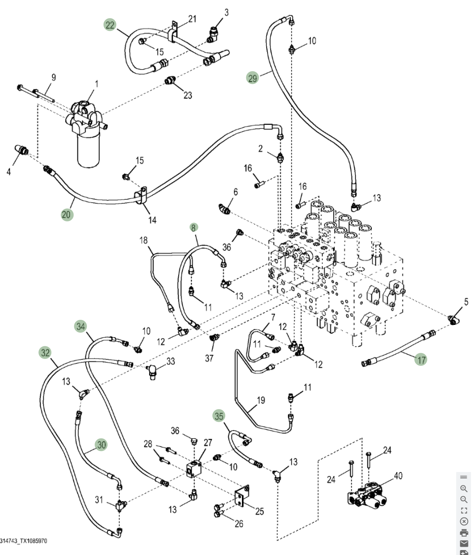 Hitachi ZX250LC-5N installation diagram showing hydraulic hose 4445276 at Pipe No. 17