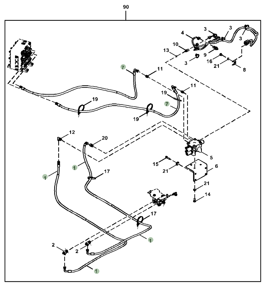 Hitachi ZX245USLC-5N installation diagram showing hydraulic hose FF531999 at Pipe No. 1