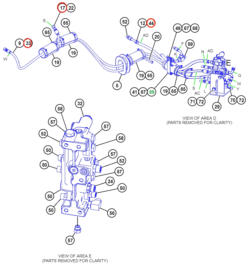 Caterpillar CAT®312D2 GC installation diagram showing hydraulic hose 104-8973 at Pipe No. 17