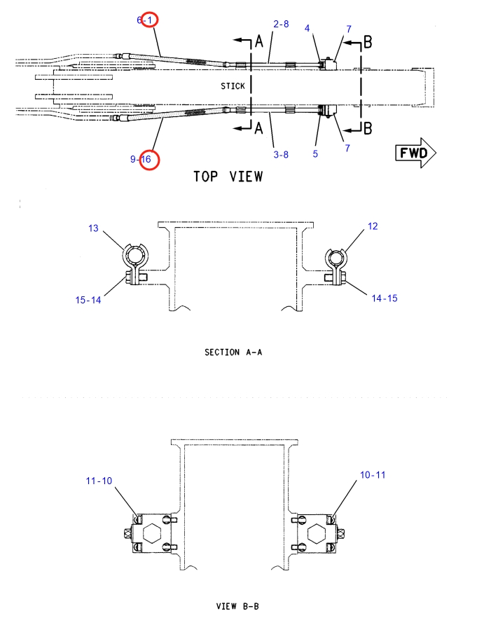 Caterpillar CAT®318B installation diagram showing hydraulic hose 7Y-8001 at Pipe No. 1