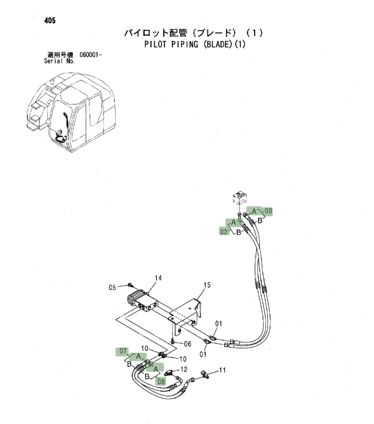 Hitachi ZX135US installation diagram showing hydraulic hose 9201413 at Pipe No. 0