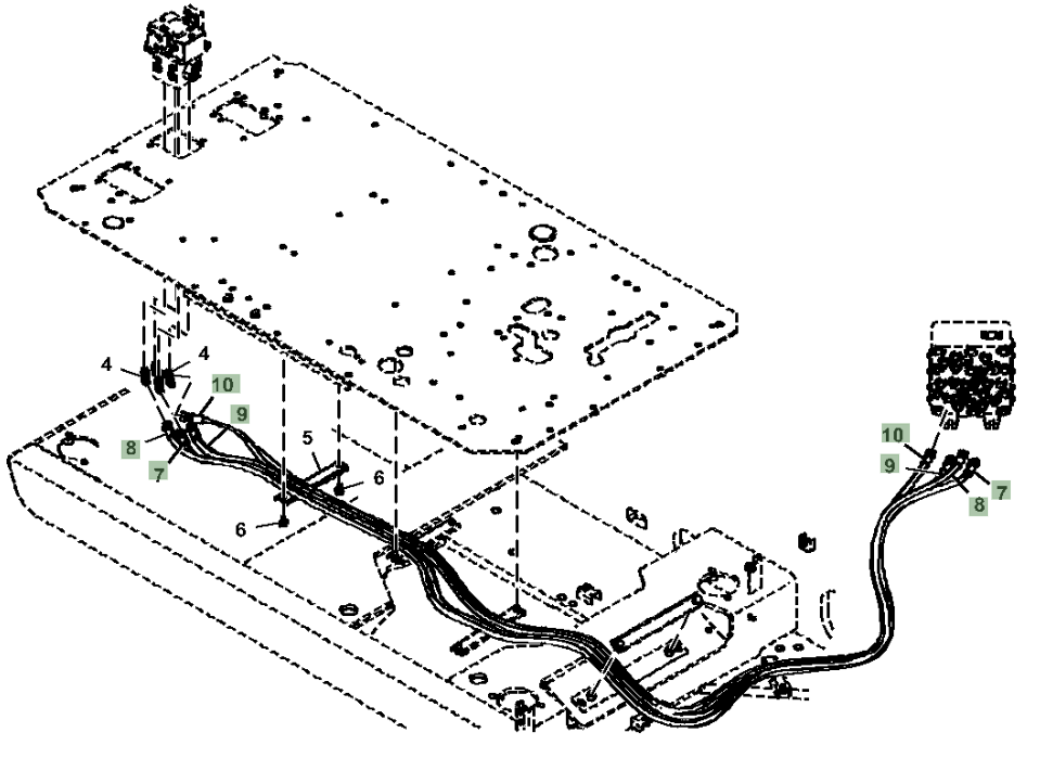Hitachi ZX250LC-6N installation diagram showing hydraulic hose 4655171 at Pipe No. 7