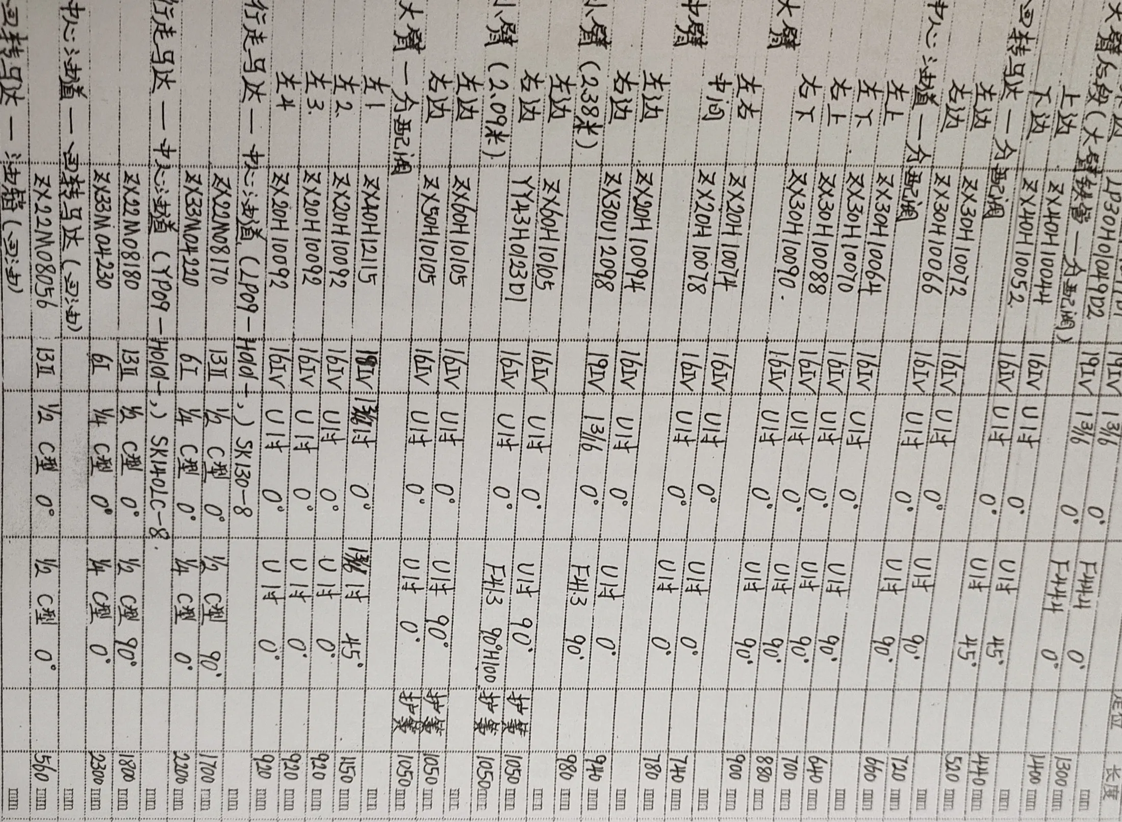 Kobelco SK130-8 hydraulic hose part numbers and recorded lengths — technician notebook page 1 of 4
