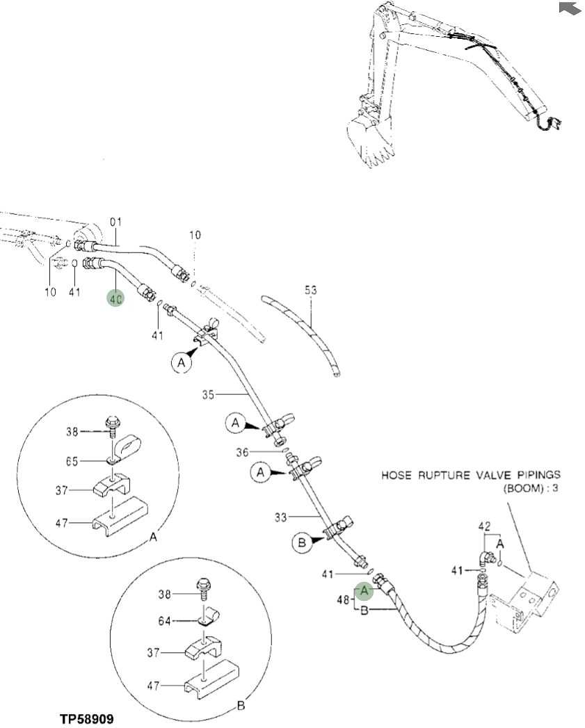 Hitachi EX110-5 installation diagram showing hydraulic hose 4273356 at Pipe No. 1