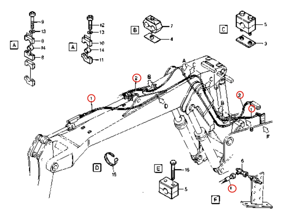 Caterpillar CAT®213B installation diagram showing hydraulic hose 8U-5741 at Pipe No. 1