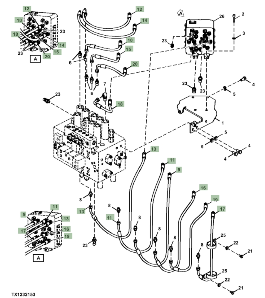 Hitachi ZX310F-LL-6N installation diagram showing hydraulic hose 4630934 at Pipe No. 9