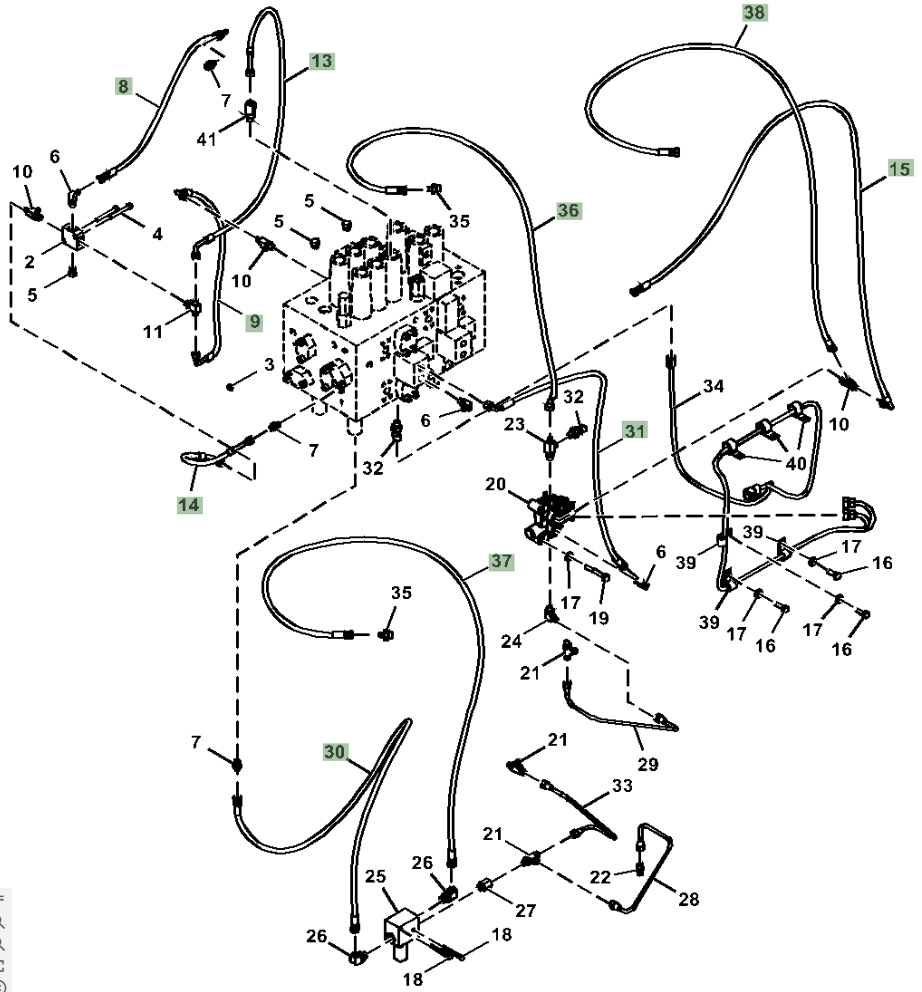 Hitachi ZX210LC-5N installation diagram showing hydraulic hose 4276003 at Pipe No. 15