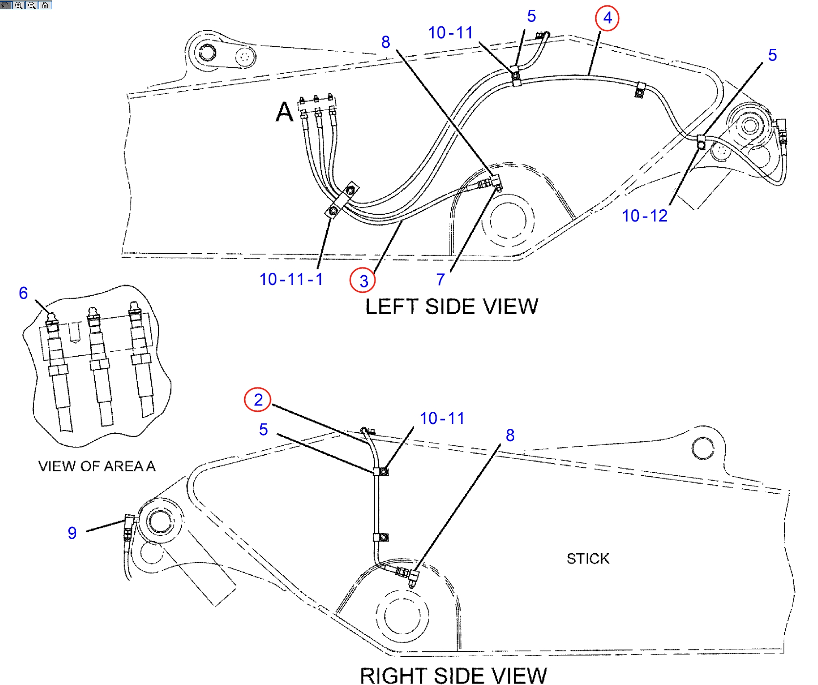 Caterpillar CAT®312E installation diagram showing hydraulic hose 101-2170 at Pipe No. 3