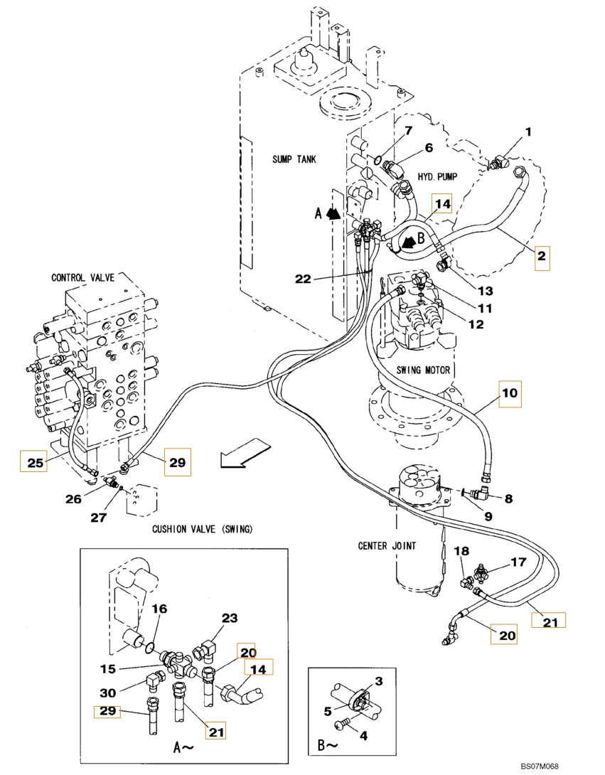 Case CX135SR installation diagram showing hydraulic hose KHJ2826 at Pipe No. 10