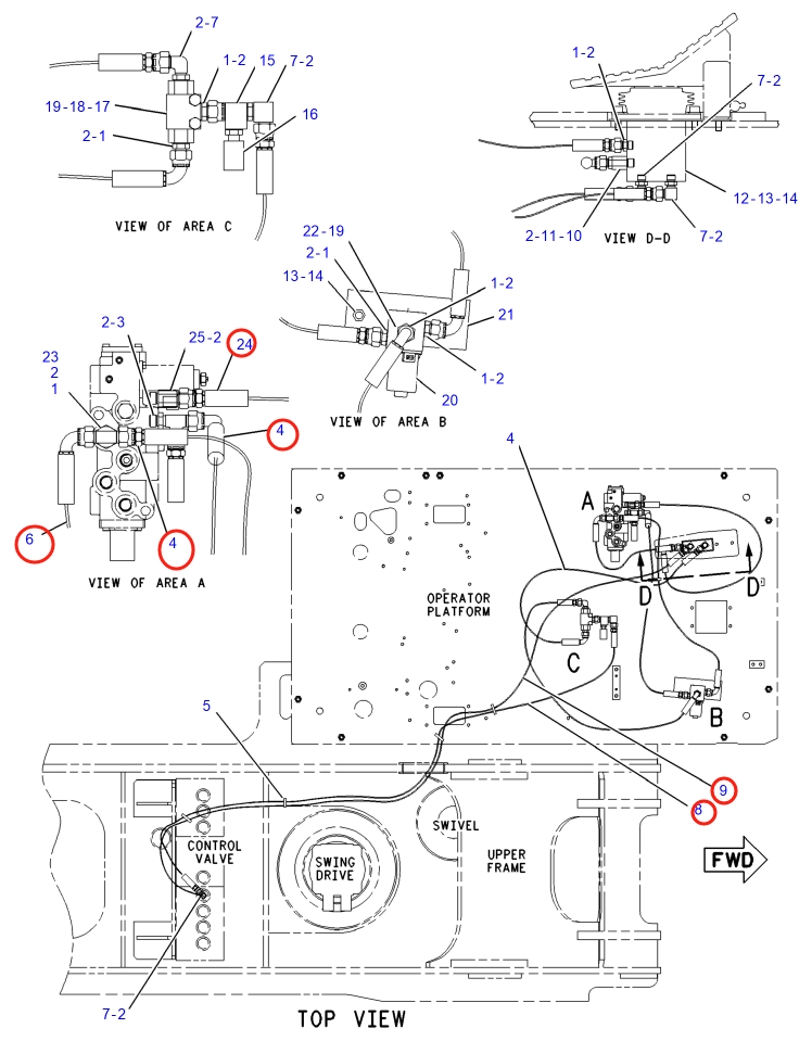 Caterpillar CAT®317B L installation diagram showing hydraulic hose 4I-1452 at Pipe No. 8