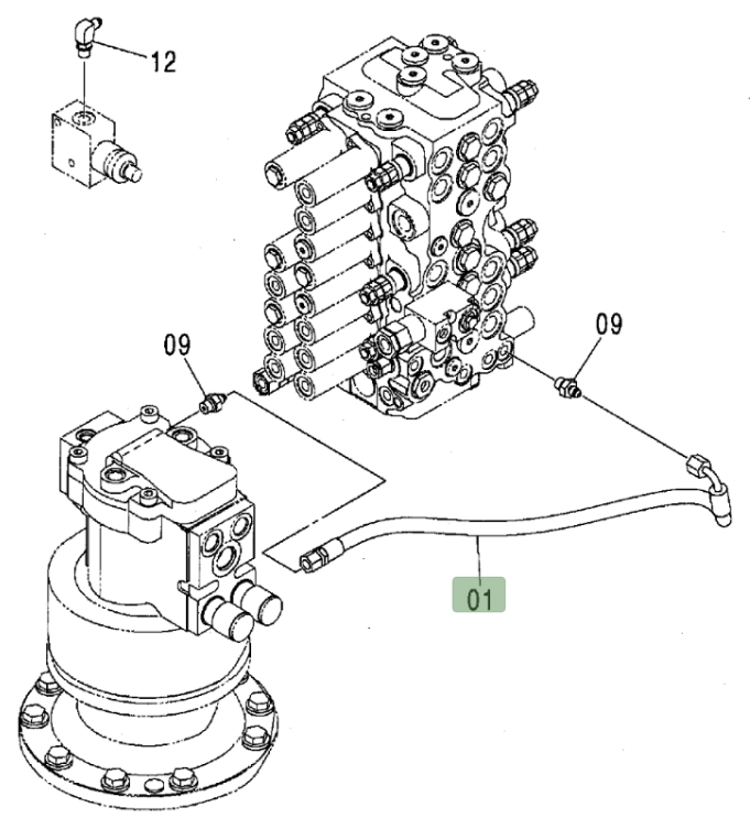 Hitachi ZX80 installation diagram showing hydraulic hose 4450111 at Pipe No. 1