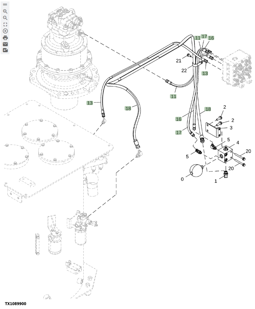 Hitachi ZX670LC-6 installation diagram showing hydraulic hose 4668896 at Pipe No. 11