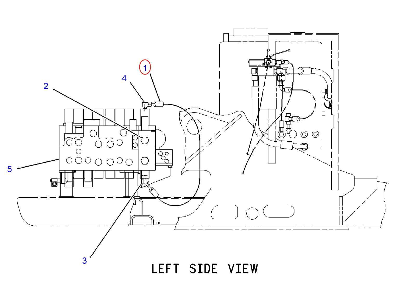 Caterpillar CAT®311C installation diagram showing hydraulic hose 087-5760 at Pipe No. 1