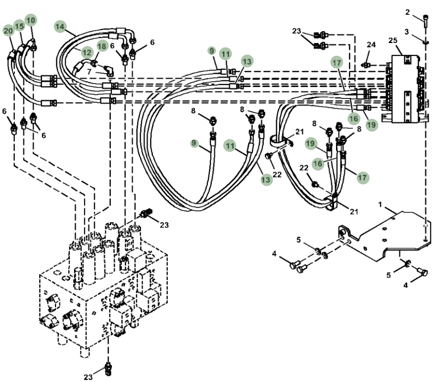 Hitachi ZX210-5G installation diagram showing hydraulic hose 4726130 at Pipe No. 9
