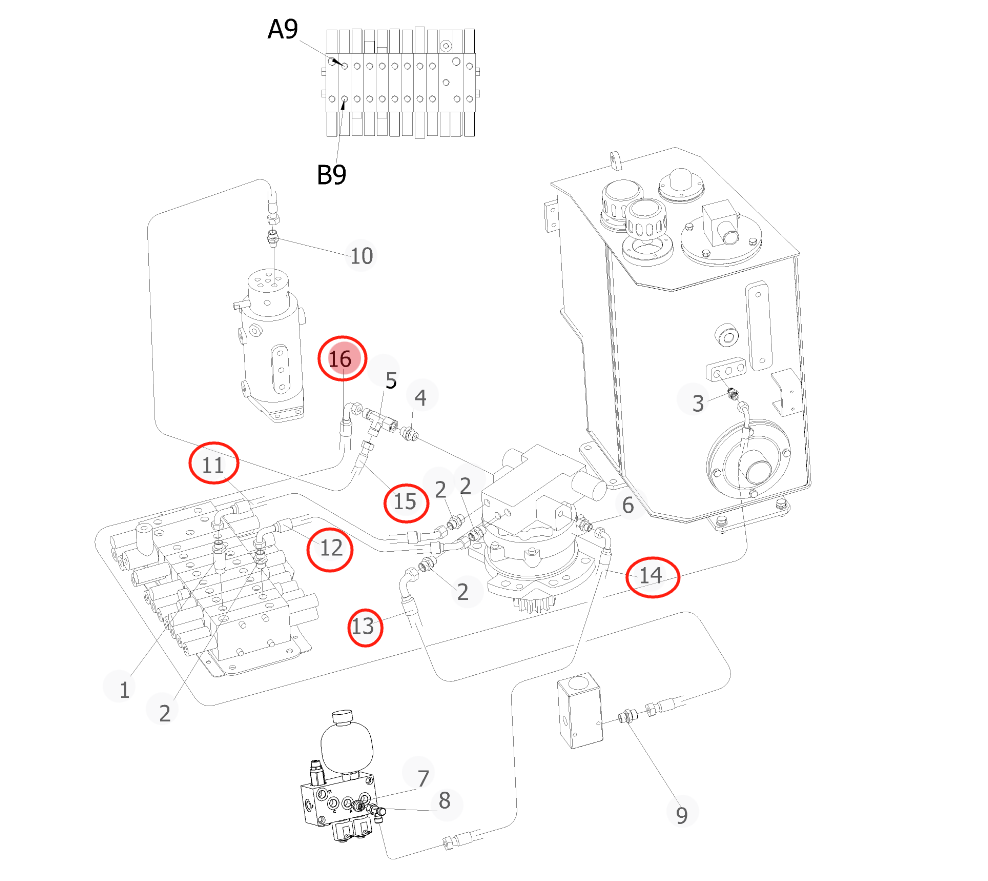 Sunward SWE25UF installation diagram showing hydraulic hose 730502004812 at Pipe No. 13