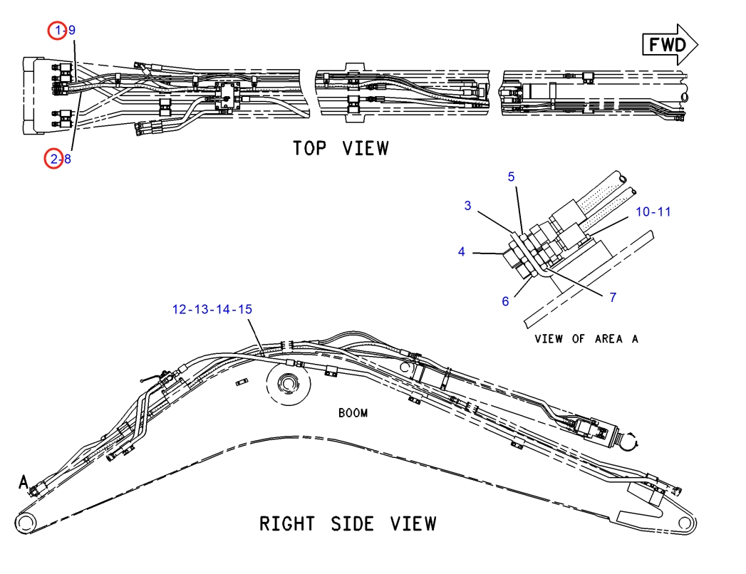 Caterpillar CAT®317 N installation diagram showing hydraulic hose 137-4679 at Pipe No. 1