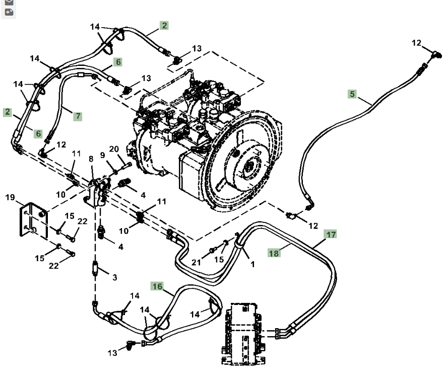 Hitachi ZX370FLC-LL-6N installation diagram showing hydraulic hose FF502699 at Pipe No. 16